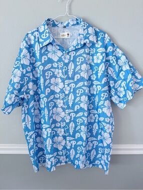 MLB Phillies Chevrolet Blue Hawaiian Shirt XL 2017 Father's Day XXL